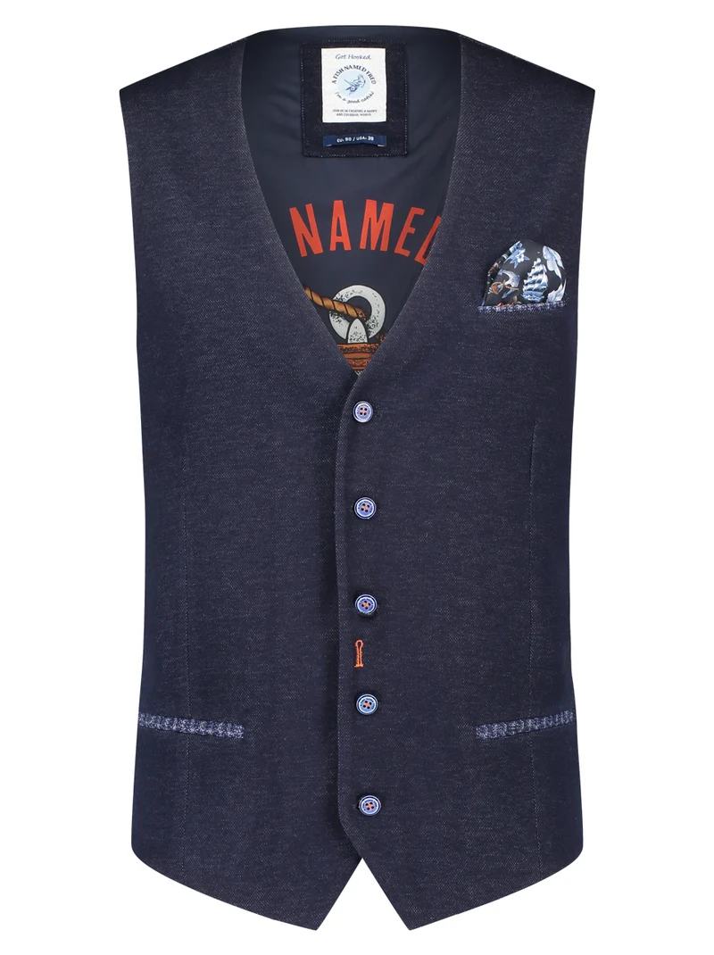 Donkerblauwe gilet | A fish named Fred waistcoat navy jersey pique