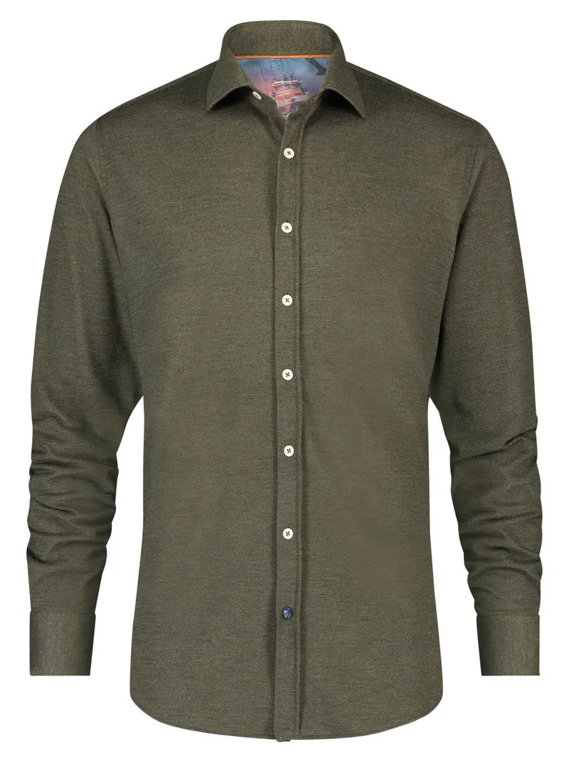 Effen groen overhemd | A fish named Fred shirt pique green
