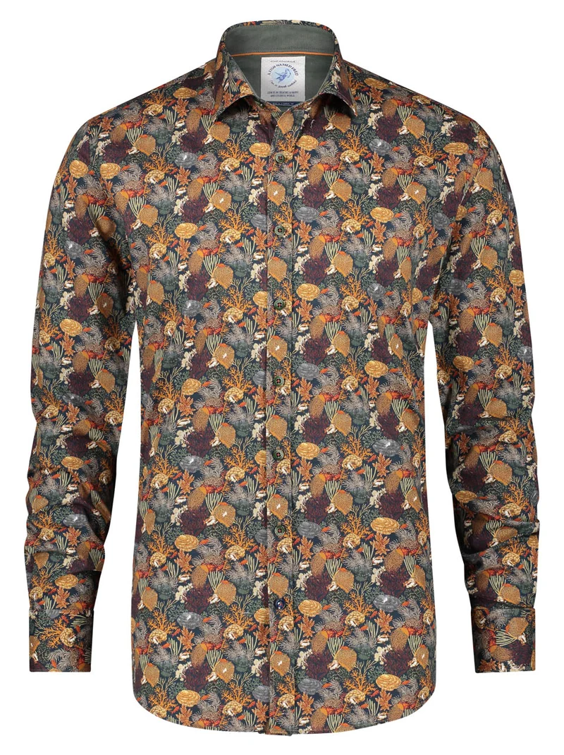 Overhemd met koraalprint | A fish named Fred shirt coral green orange