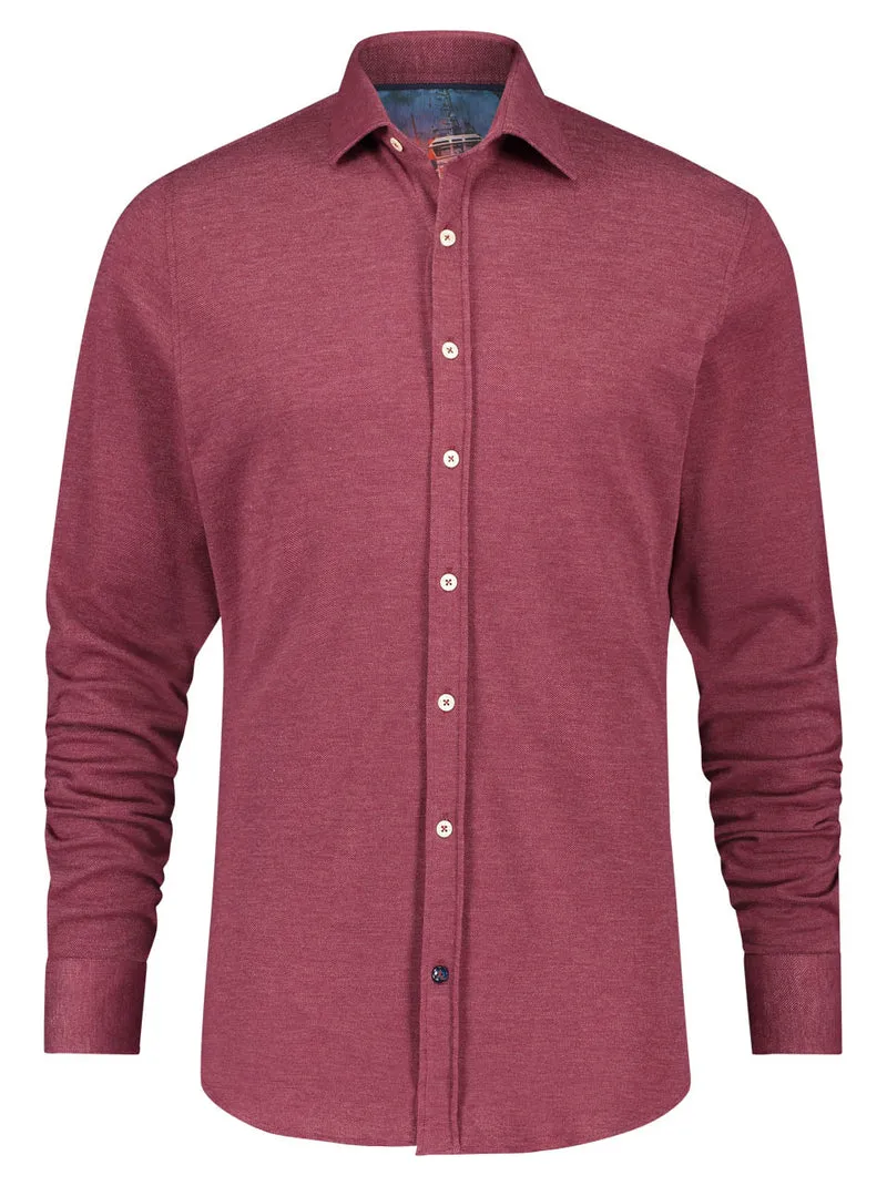 Bordeaux rood overhemd | A fish named Fred shirt pique burgundy