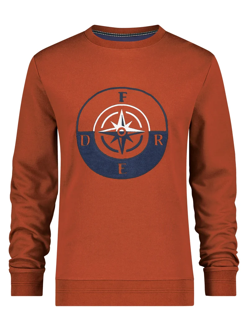 Bruine herentrui | A fish named Fred artwork sweater interlock rust