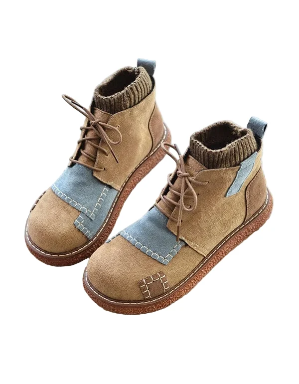 Dames Enkellaarzen Retro Stijl met Dikke Hak