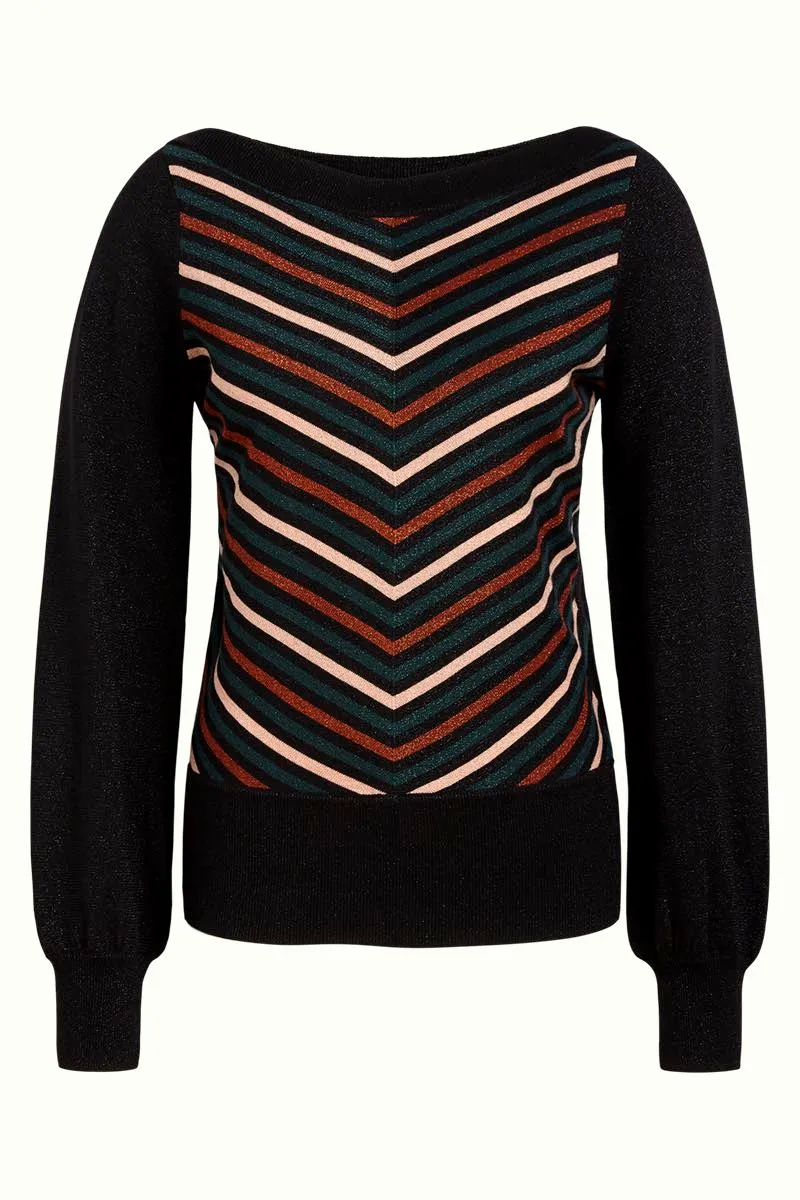 Top met ballonmouwen | King Louie Ivy bellsleeve top cabana stripe black