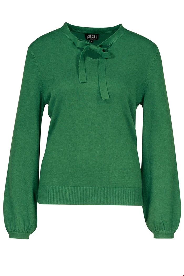 Groene trui met pofmouw | Zilch sweater ribbon bottle