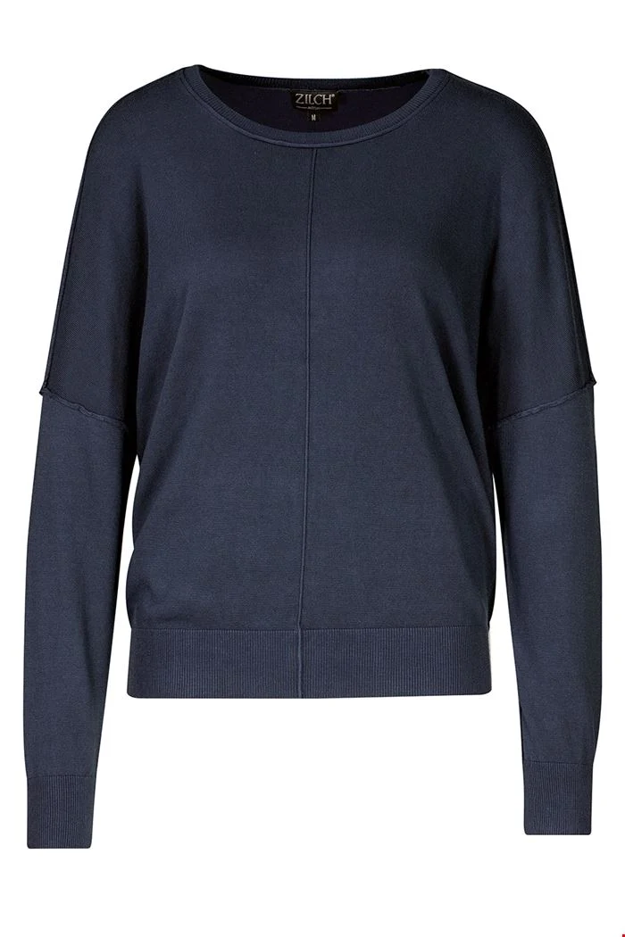 Blauwe comfortabele trui | Zilch sweater round neck navy