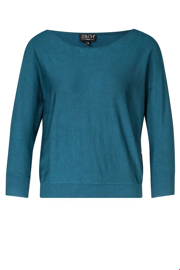 Trui van comfortabele bamboe | Zilch sweater batsleeve petrol