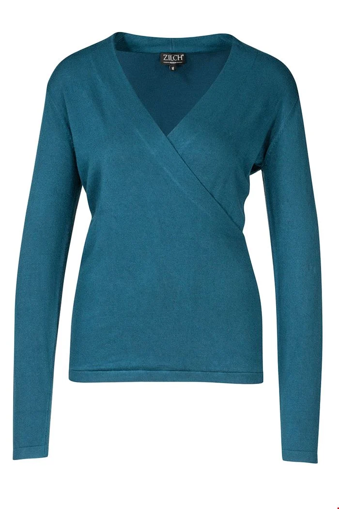 Overslag top van bamboe | Zilch cross top petrol