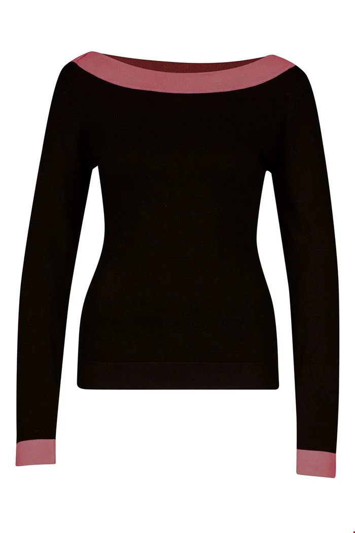 Zilch sweater boatneck black two tone