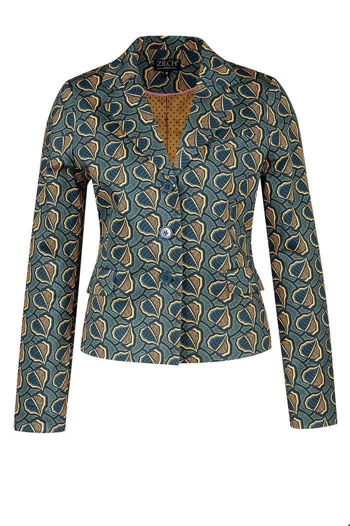 Blazer van katoen | Zilch jacket African petrol