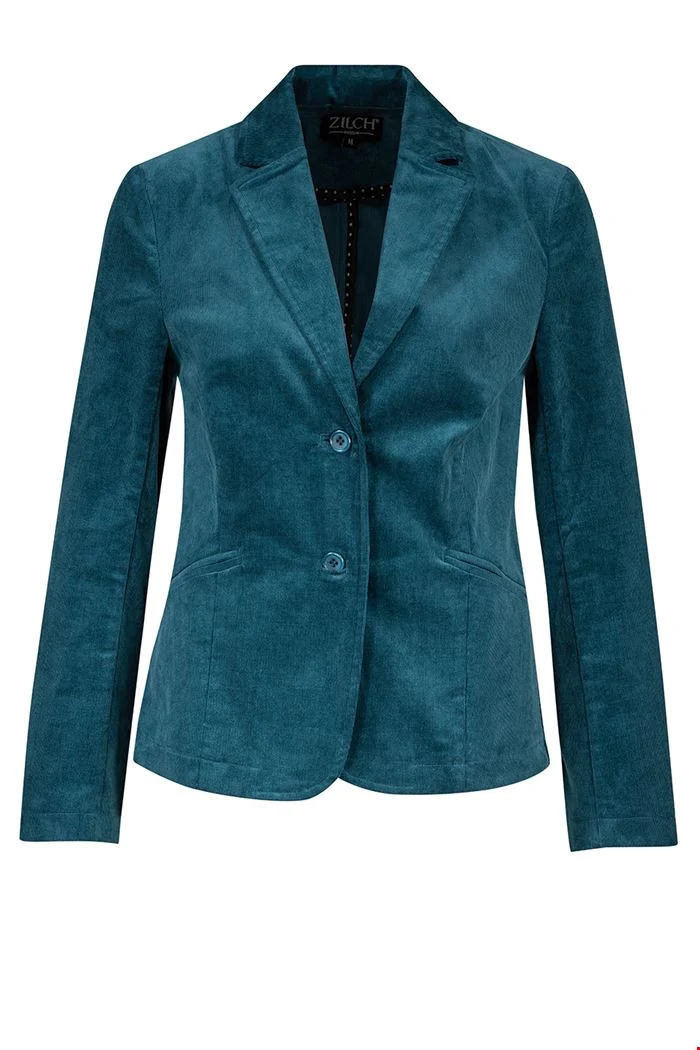 Blauwe blazer van katoen | Zilch jacket petrol