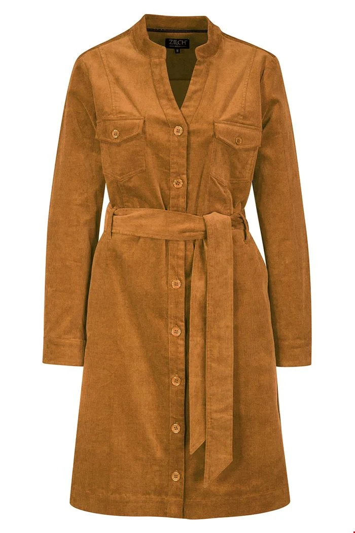 Jurk met strikcentuur | Zilch dress buttons cinnamon