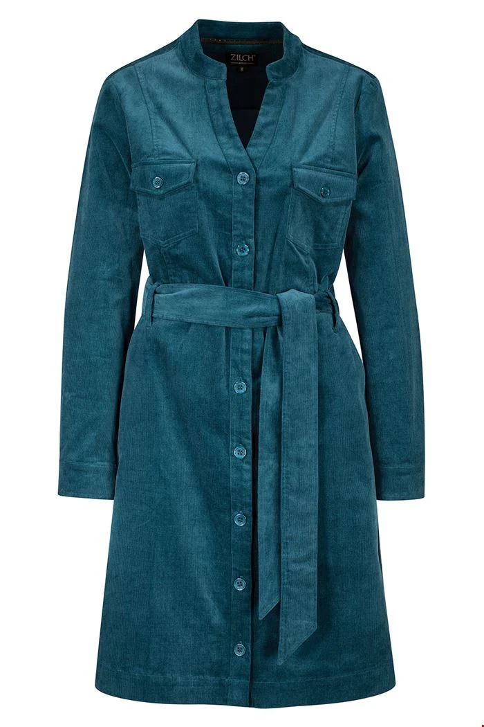 Blauwe jurk met knoopsluiting | Zilch dress buttons petrol