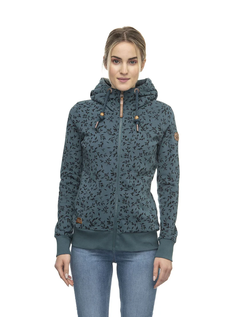 Vest met bladerenprint | Ragwear sweatshirt angel zip petrol