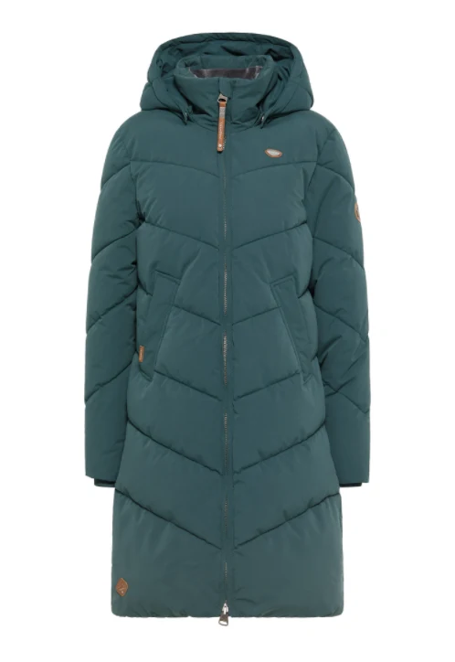 Warme lange winterjas | Ragwear jacket Rebelka dark green
