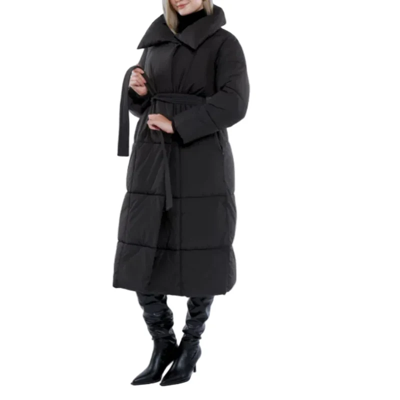 Dames Lange Winterjas met Riem