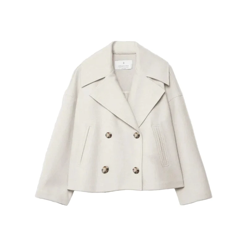 Dames Blazer Korte Pasvorm Met Dubbele Rij Knopen