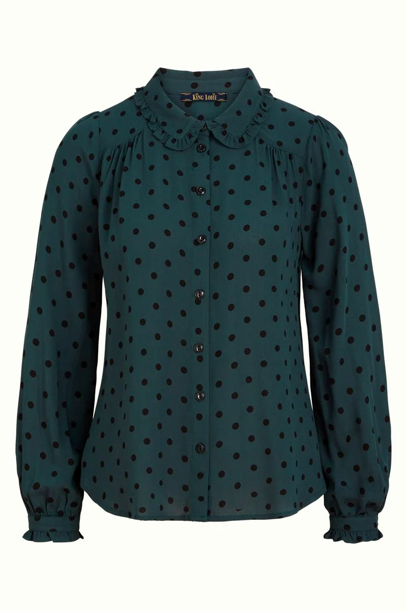 Groene blouse van duurzame viscose | King Louie Sophia blouse Pablo pine green