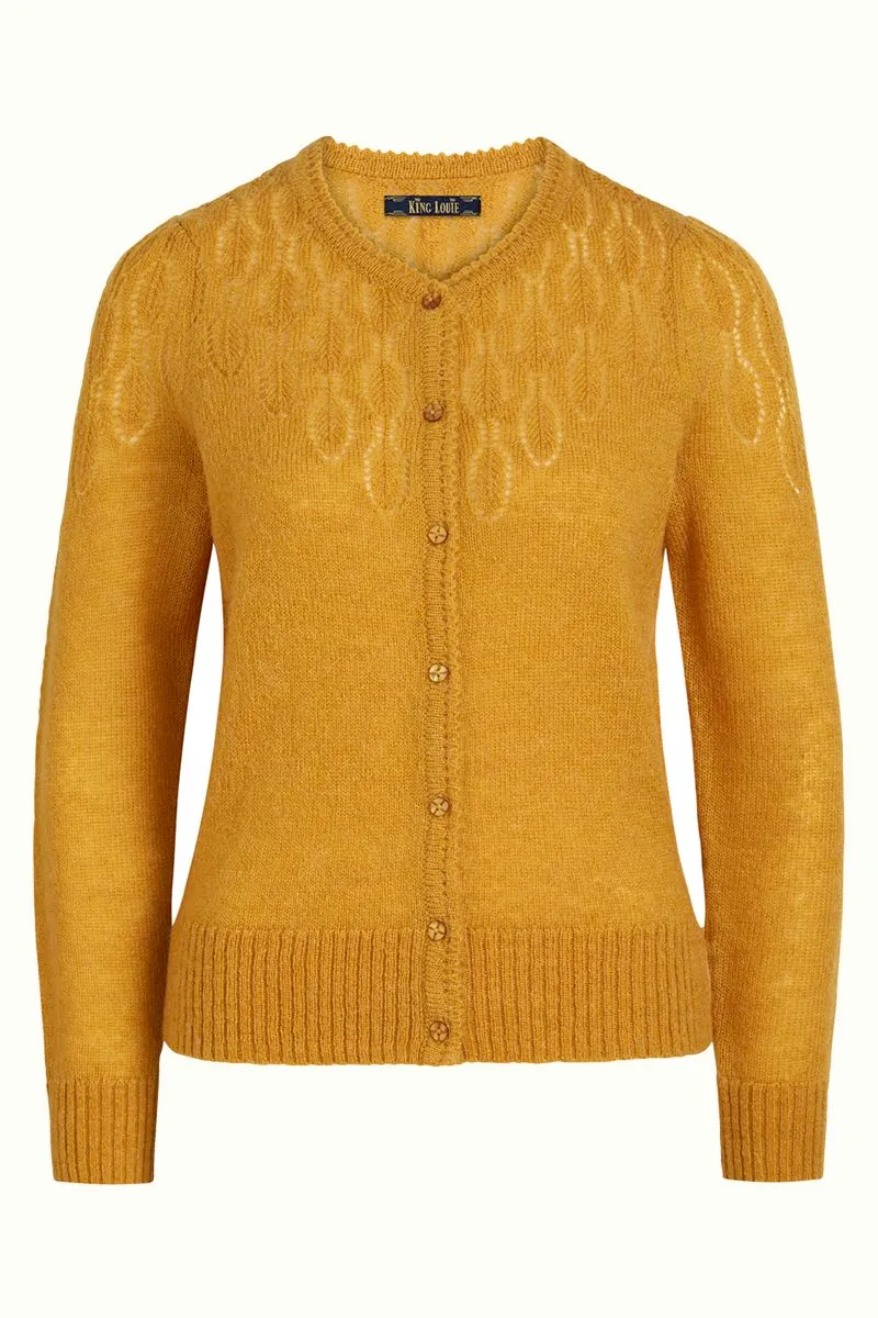 Geel vest met knoopsluiting | King Louie Yoke cardi pallazzone sunset yellow