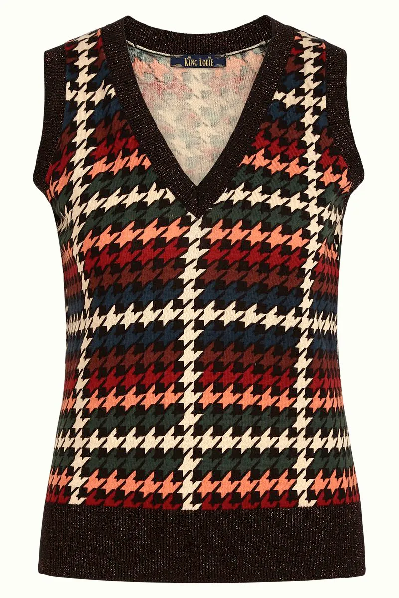 Spencer van biologisch katoen | King Louie spencer V neck houndstooth black