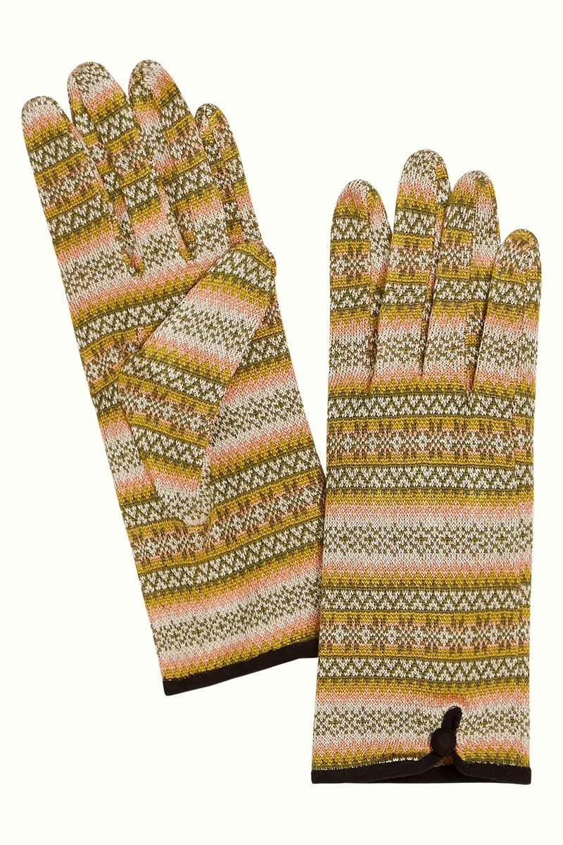 Warme handschoen met grafische print | King Louie glove gondola olive green