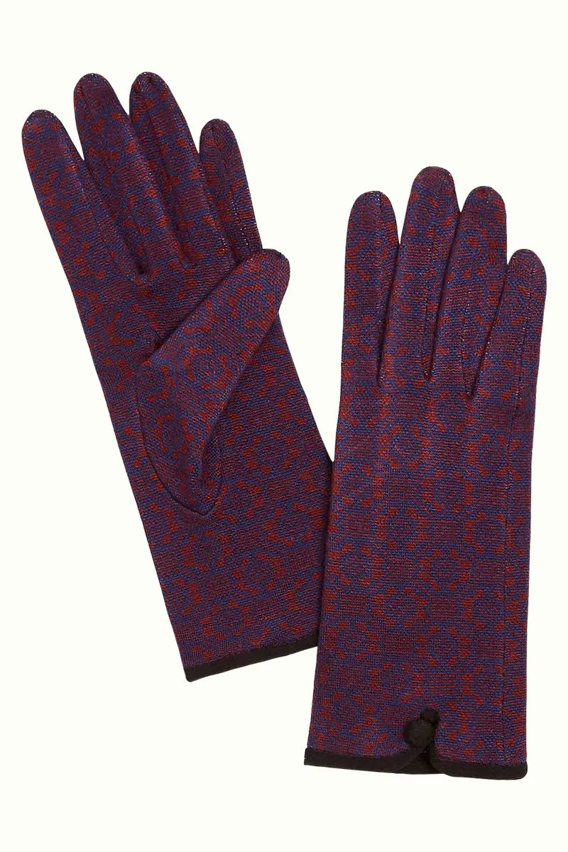 Handschoenen met bloemenprint | King Louie glove campbell peacocat blue