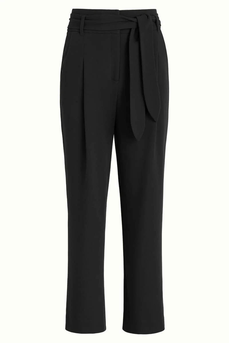 Zwarte mid waist broek | King Louie Ava pants woven crepe black