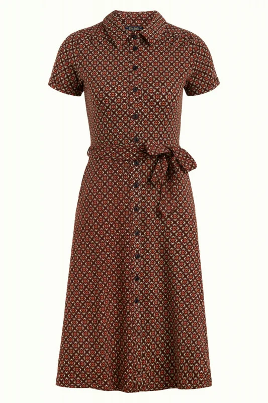 Bruine jurk met handige zakken | King Louie Olive dress moza brunette brown