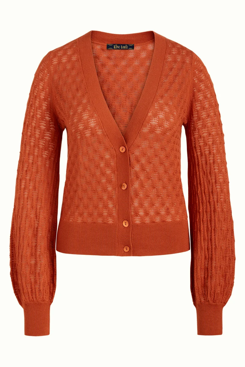 Gebreid vest met knoopsluiting | King Louie cardi V bell sleeve sunset ajour umbre