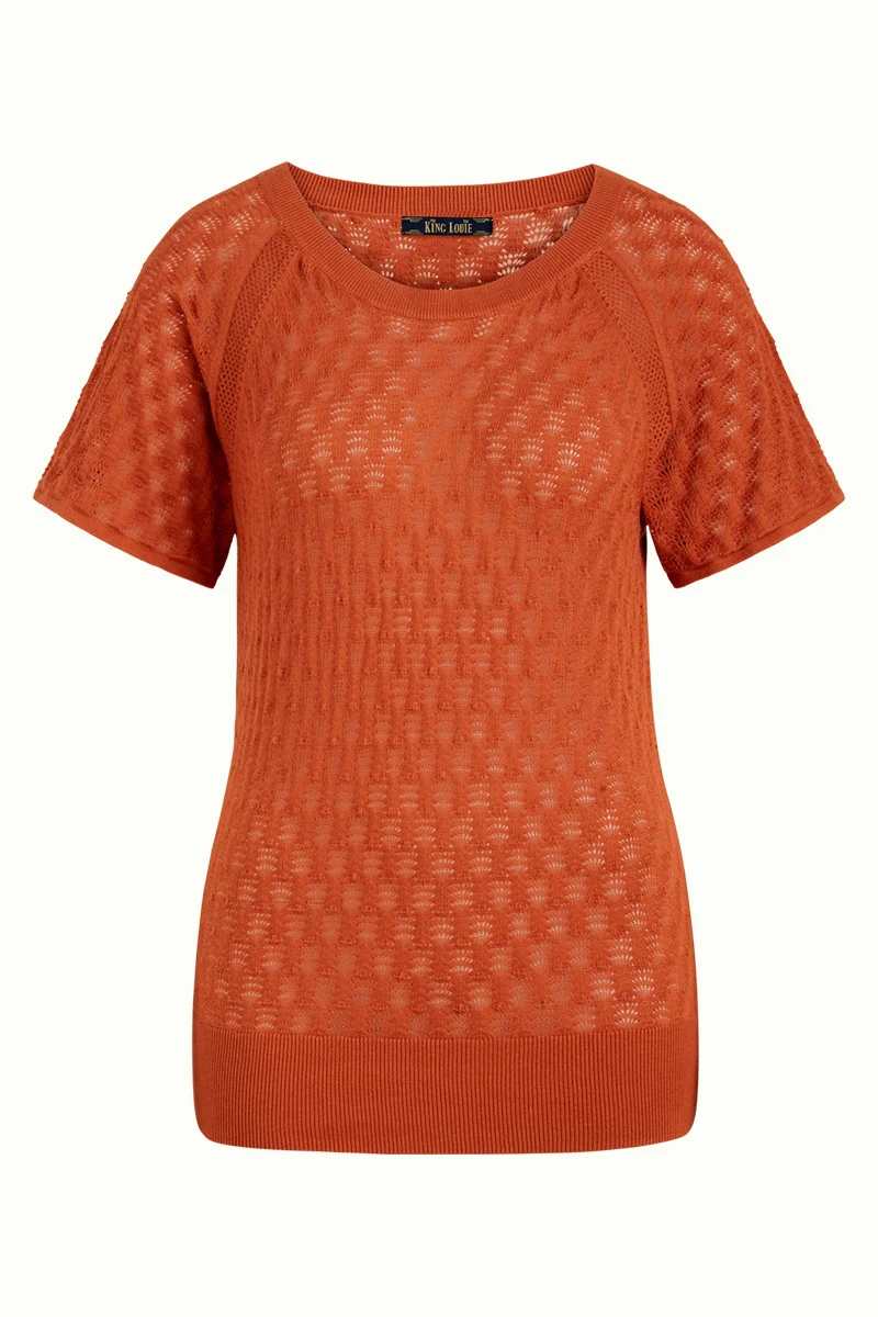 Top van biologisch katoen | King Louie Lizzy knit top sunset ajour umbre