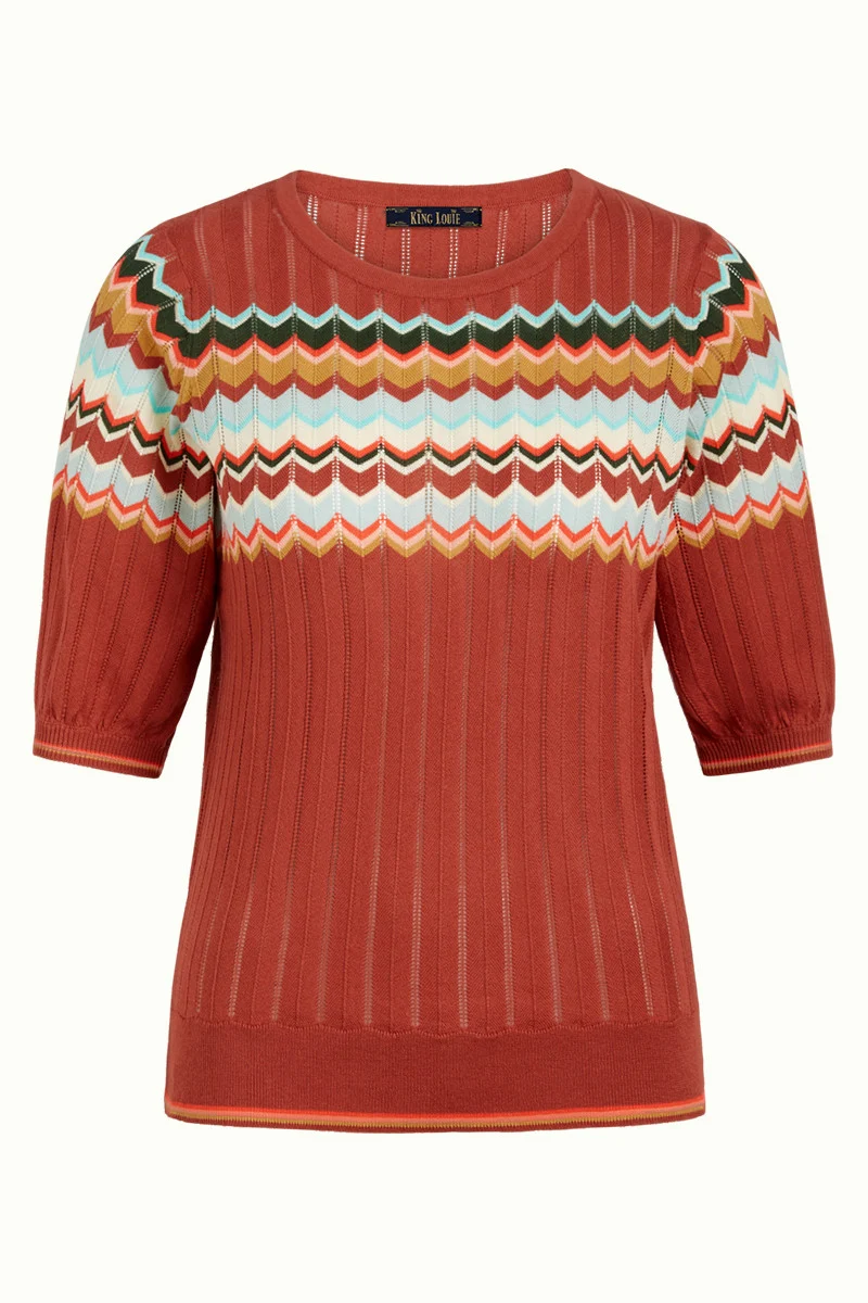 Top met ballonmouwen | King Louie Agnes top bell sleeve picadillo brunette brown