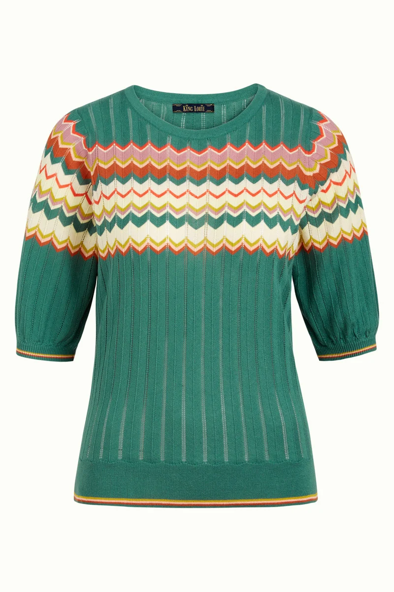 Top met ballonmouwen | King Louie Agnes top bell sleeve picadillo smoke green