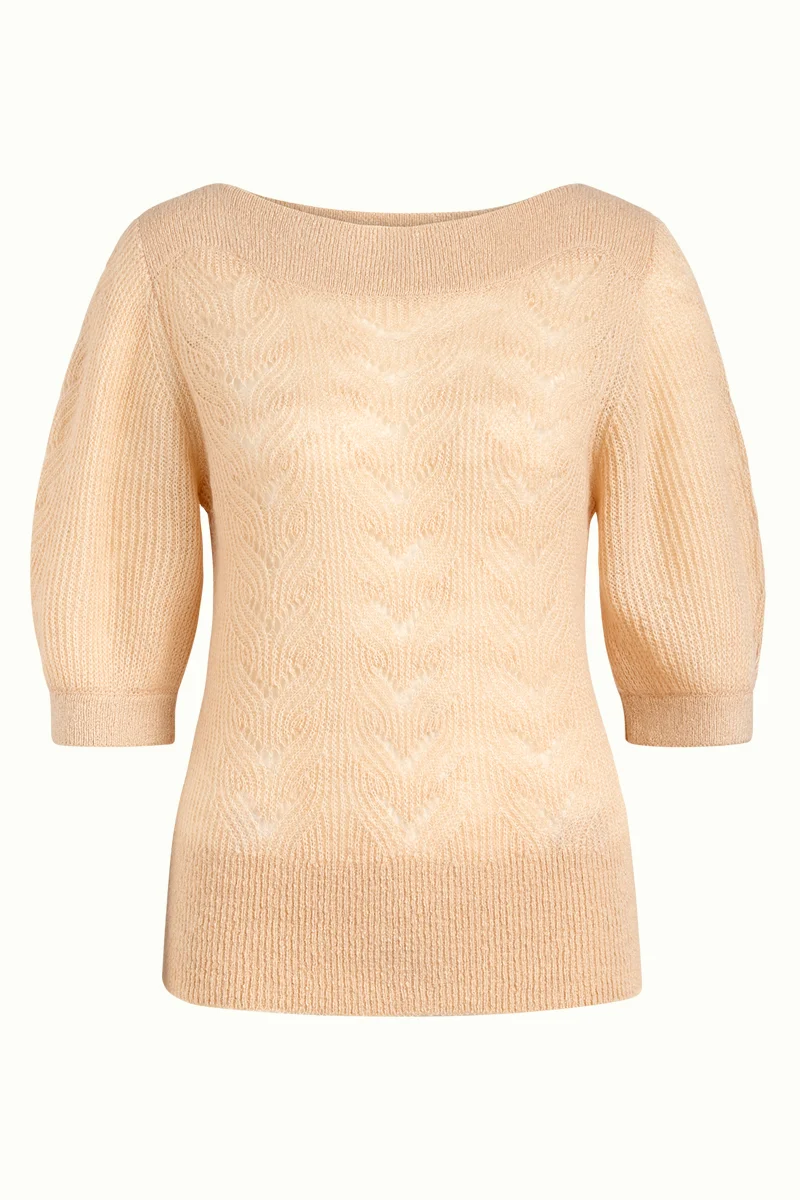 Top met ajour knit | King Louie Erin top farfalle ivory