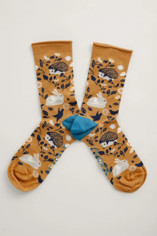 Seasalt Cornwall women's bamboo arty socks dear friend dark sandstone