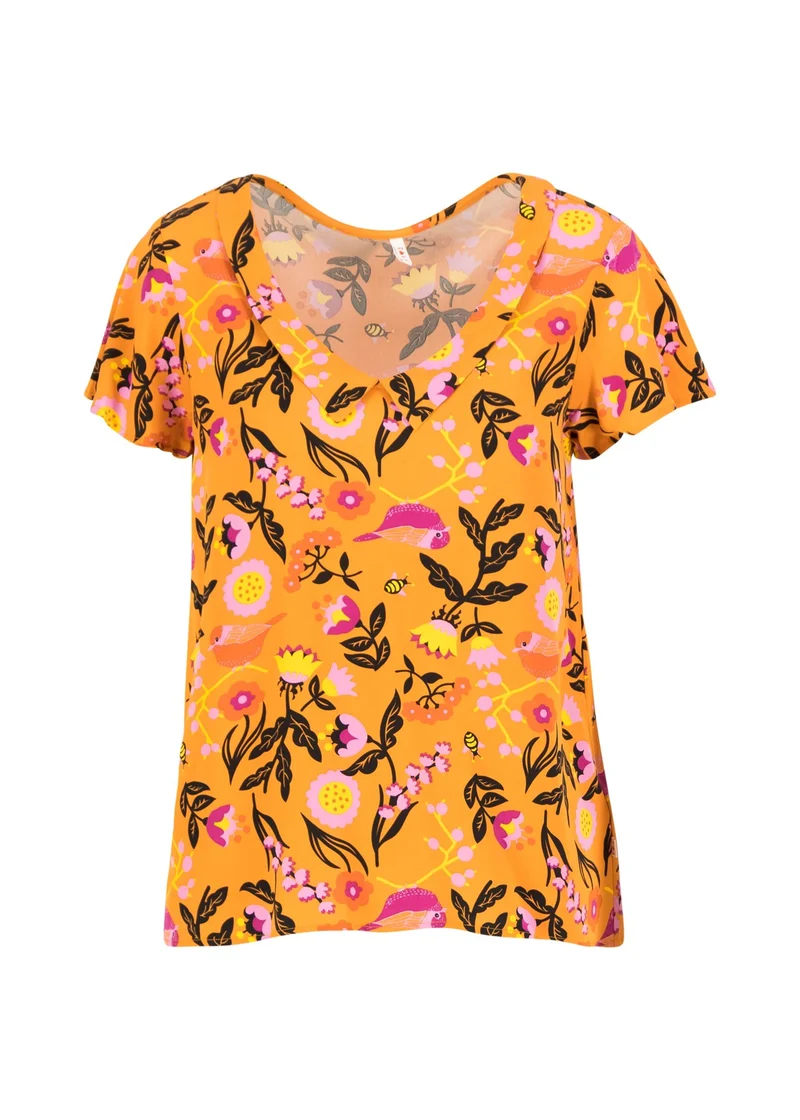 Oranje top met kraagpunten | Blutsgeschwister feed the birds bee my bird