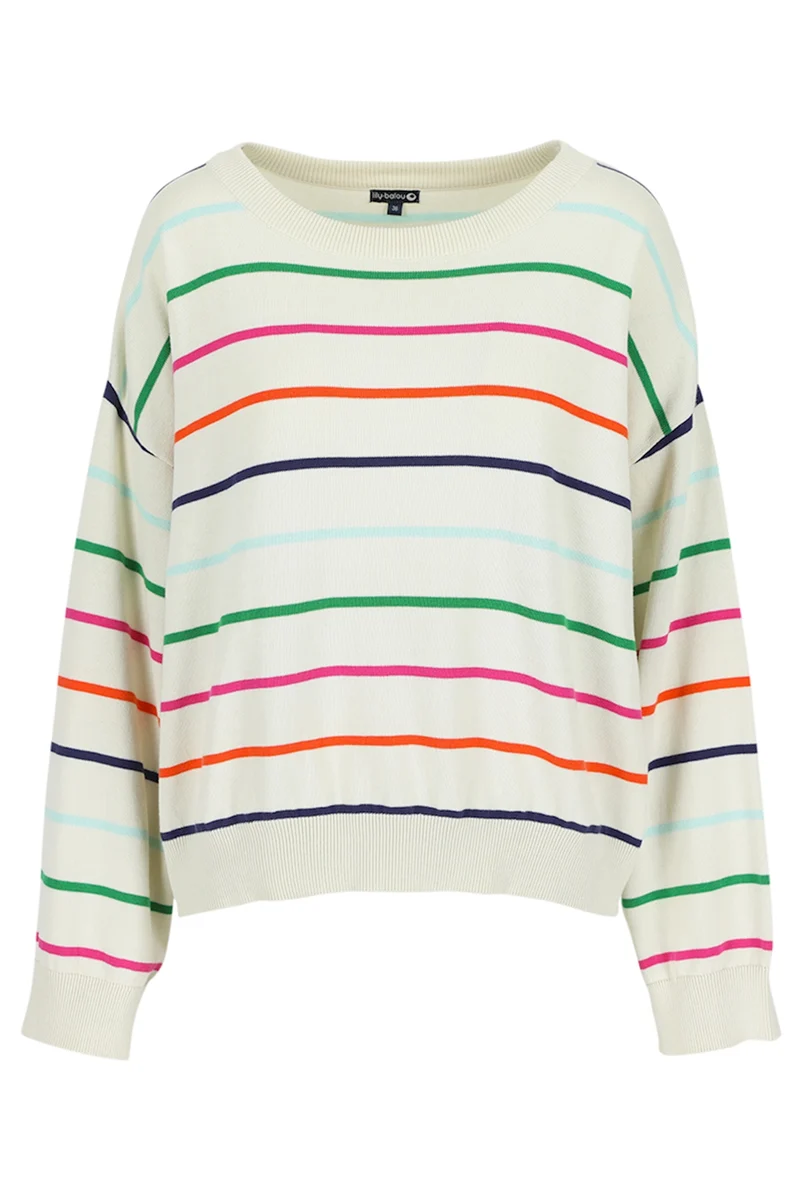 Losvallende trui van biologisch katoen | Lily Balou Nora striped jumper rainbow