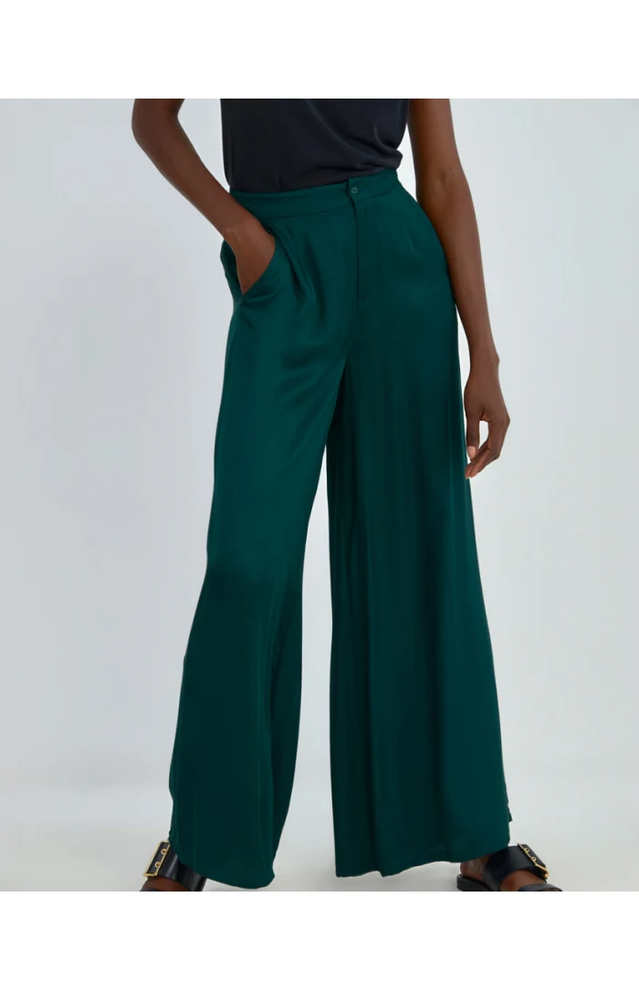 Gladde groene broek | Surkana palazzo trousers green