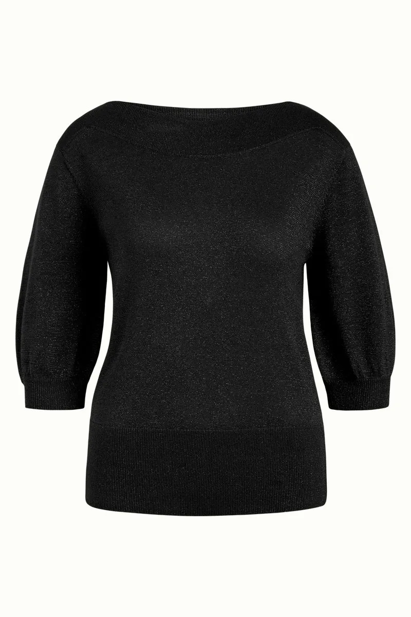 Zwarte top met boothals | King Louie Erin top organic lapis black