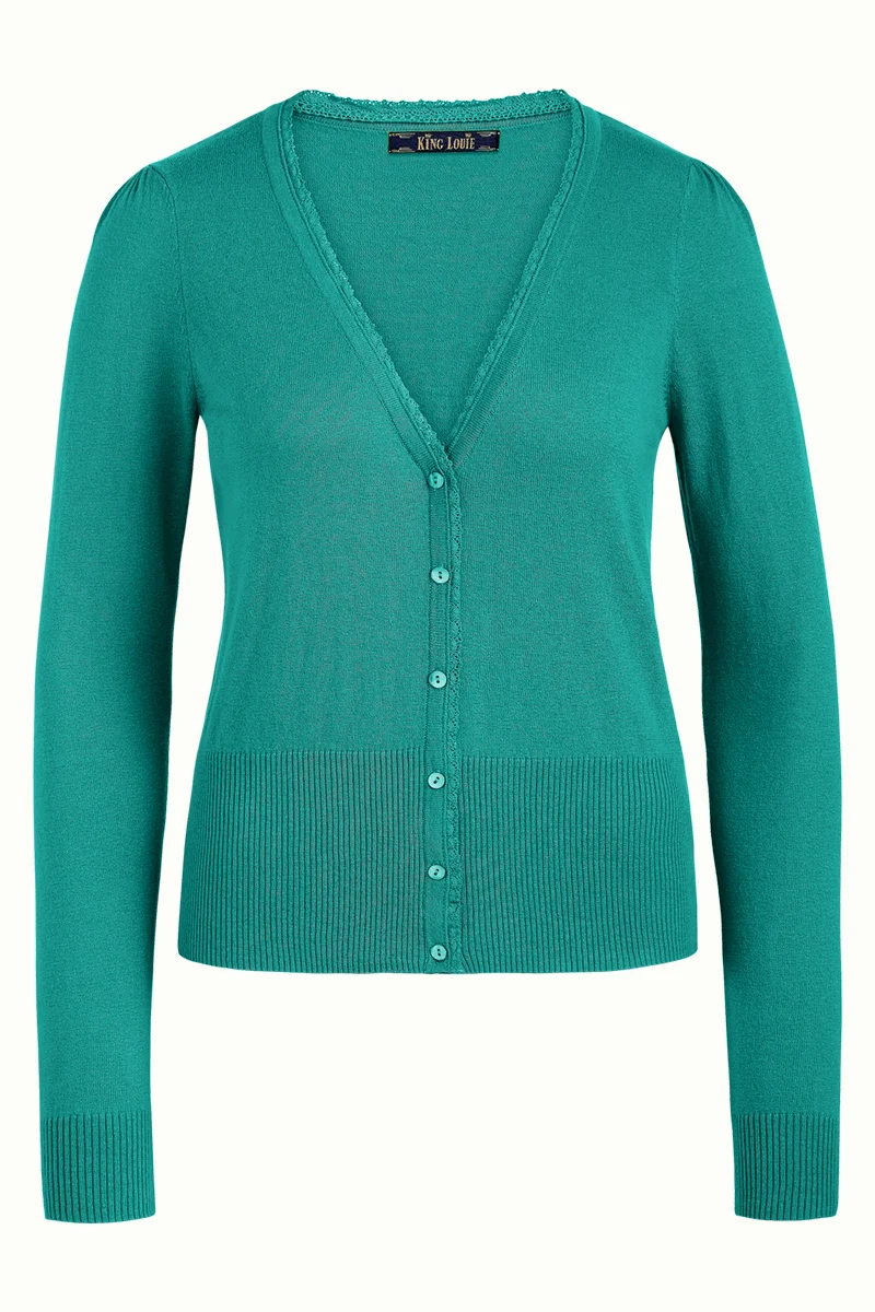 Groen gebreid vest | King Louie cardi V cocoon smoke green
