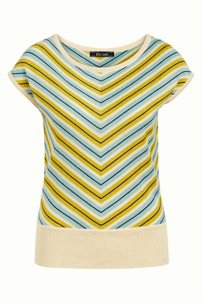 Gebreide top met glitter | King Louie Neela top cabana stripe spar green