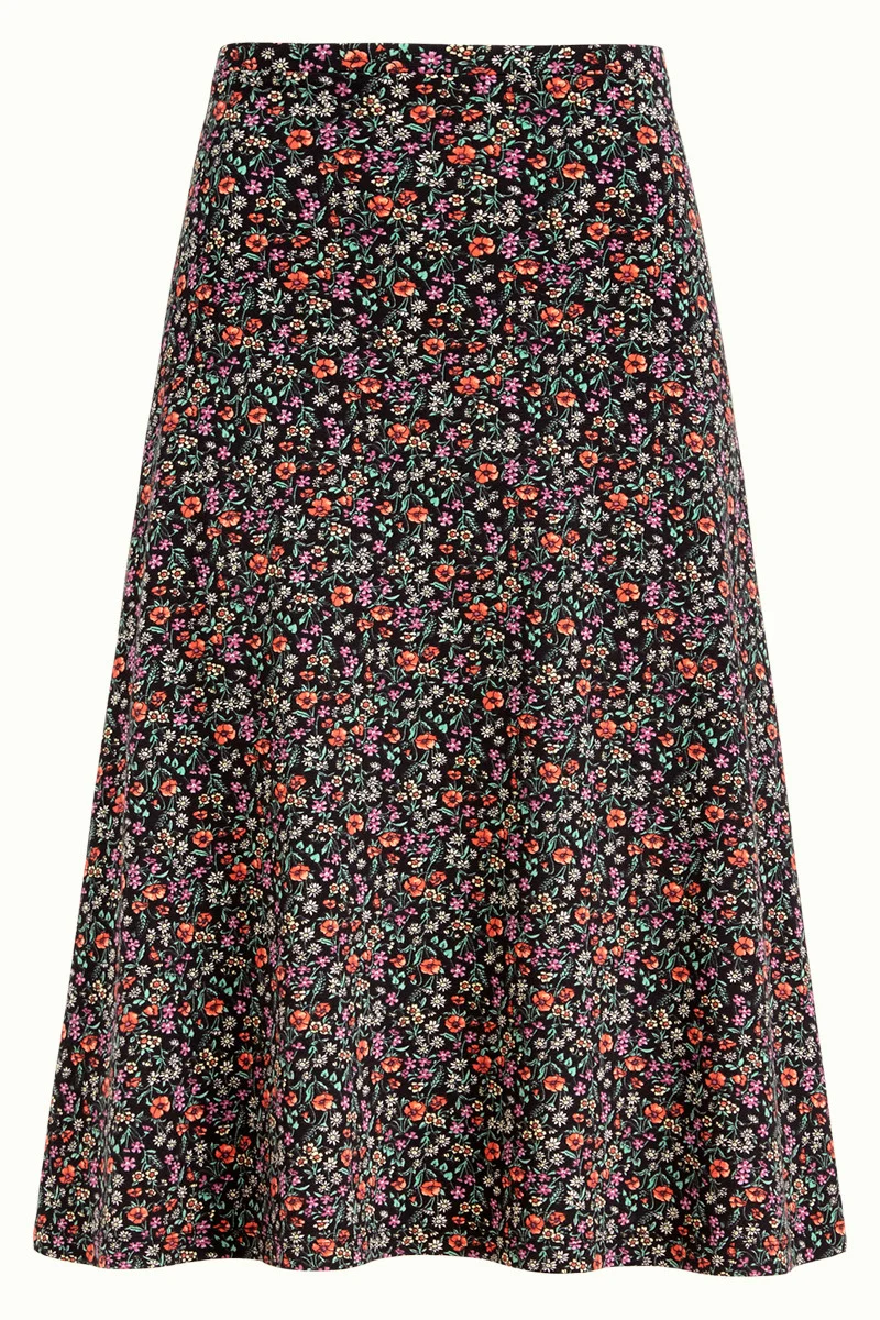 Uitlopende midi rok | King Louie Juno skirt hermosa black