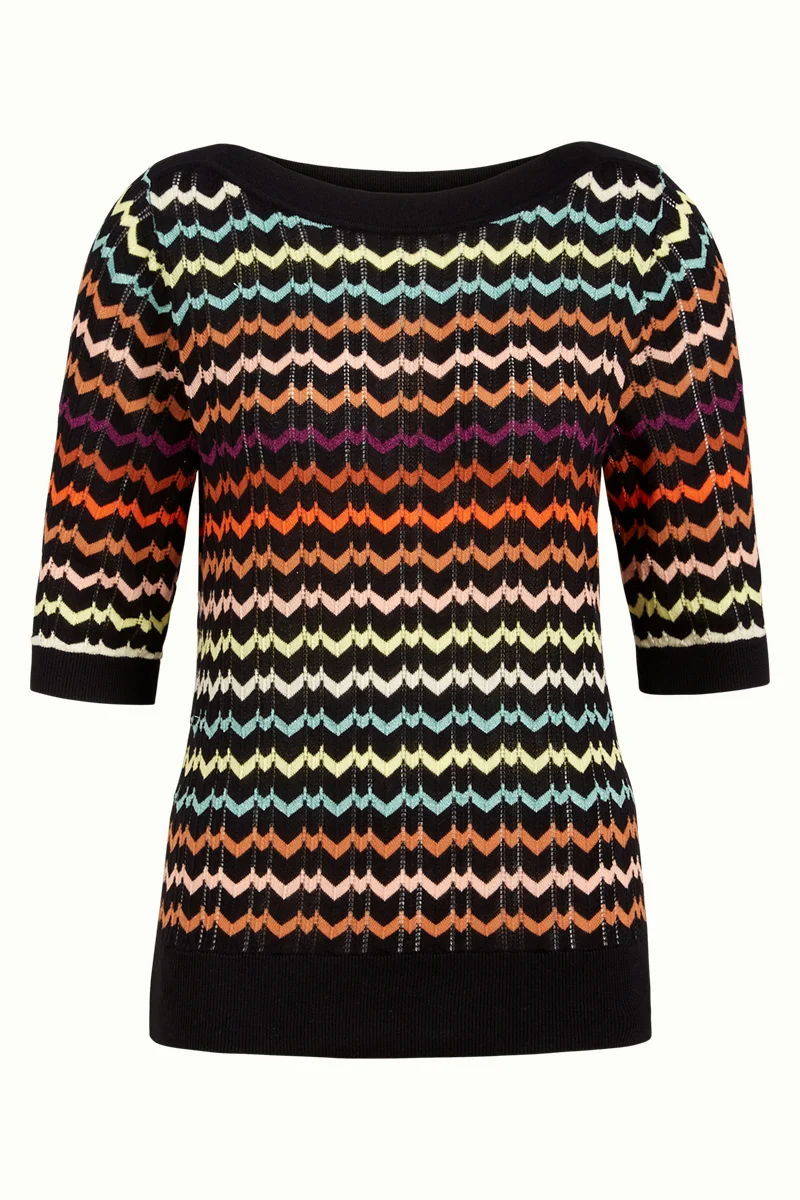 Trui met pofmouw | King Louie Audrey bell sleeve top mirror black