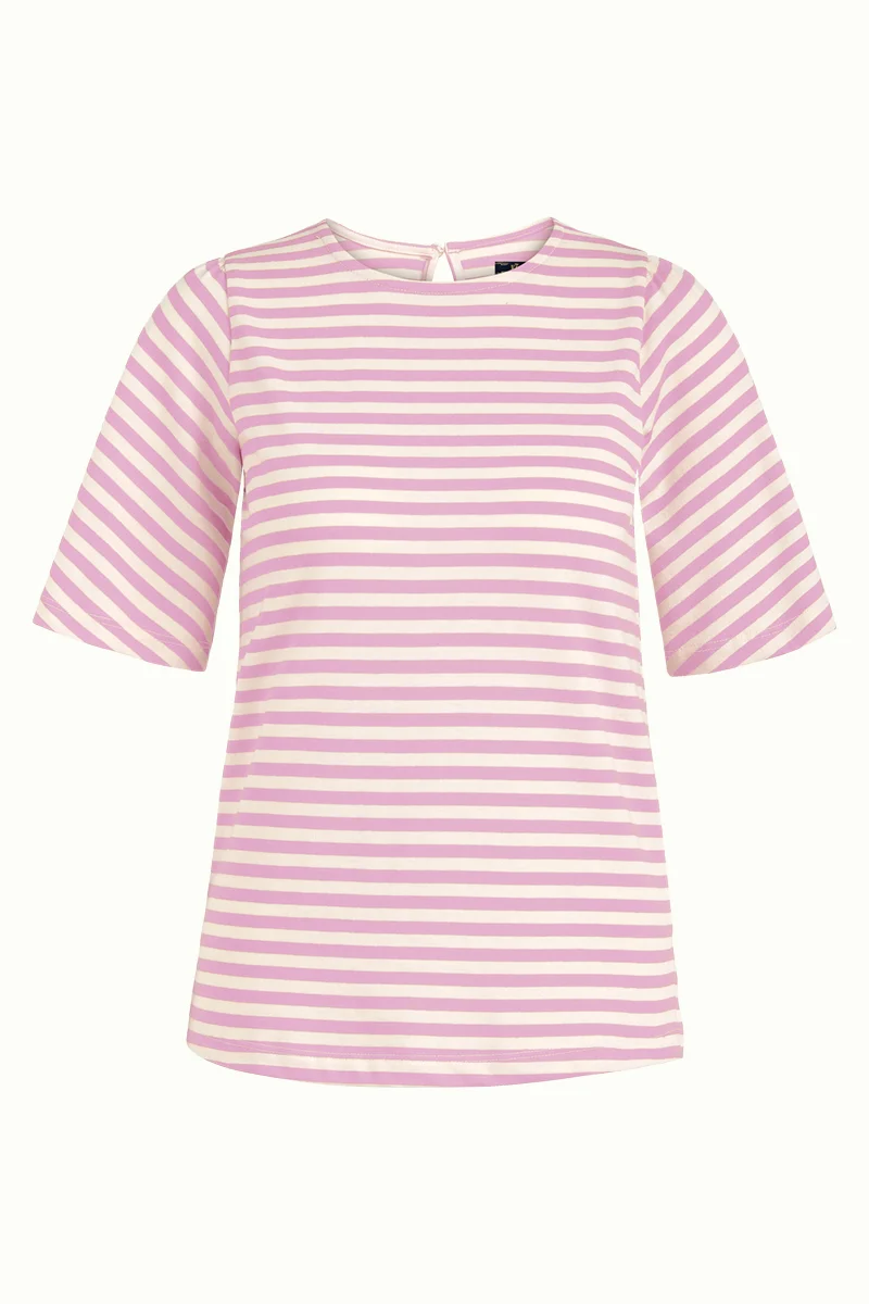 Gestreepte top van biologisch katoen | King Louie Izzy top chopito stripe crocus lilac