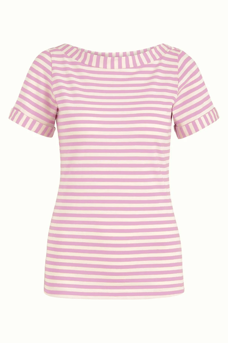 Gestreepte top met boothals | King Louie boatneck top chopito stripe crocus lilac
