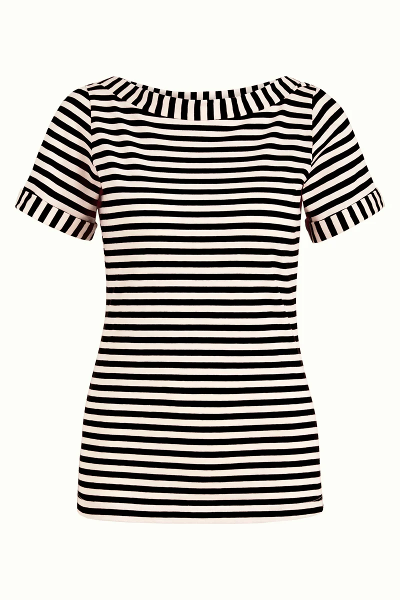 Gestreepte top met boothals | King Louie boatneck top chopito stripe black