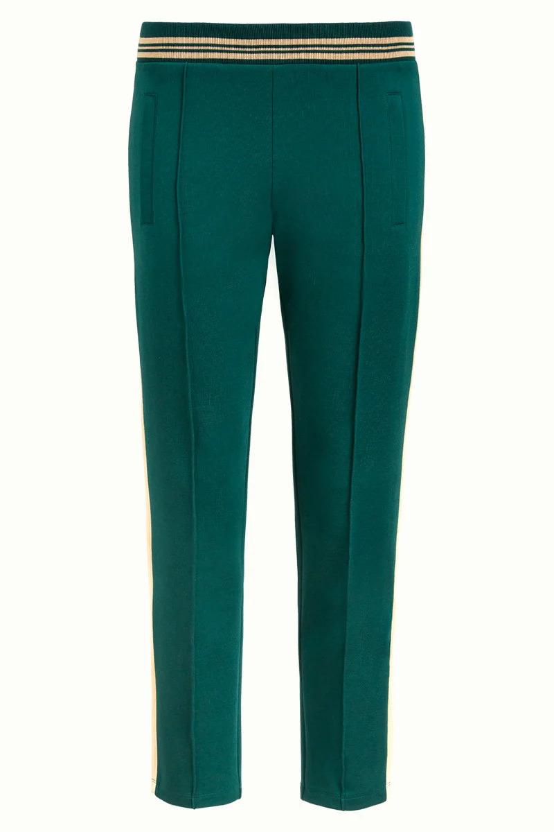 Broek met gestreepte bies | King Louie Joni pants Miami sweat rock green