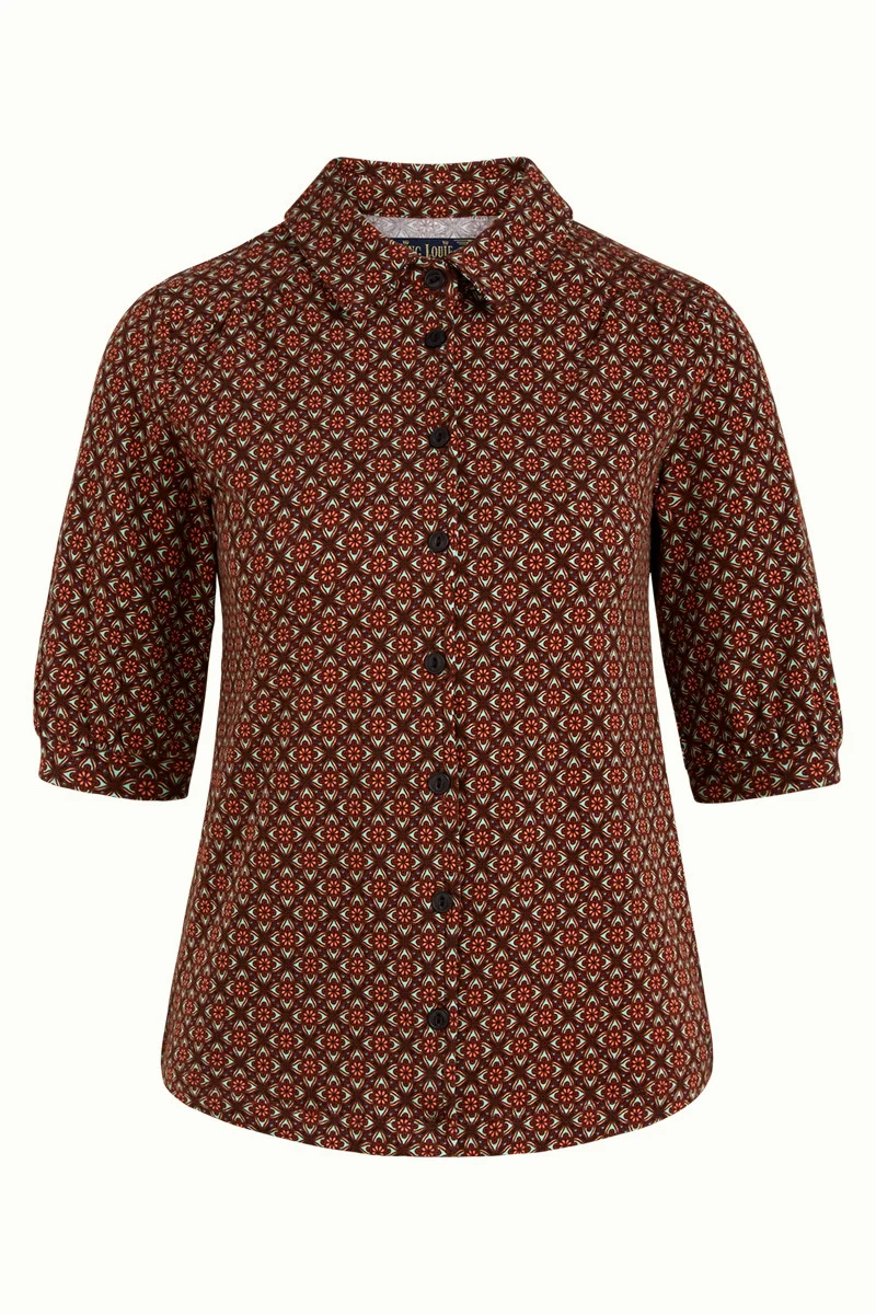 Blouse met kraag | King Louie Carina blouse moza brunette brown