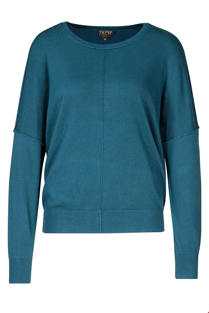 Comfortabele trui van bamboe | Zilch sweater round neck petrol