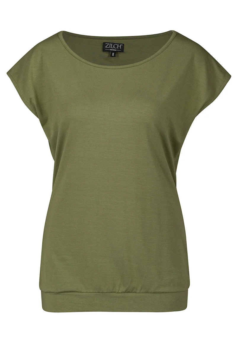Groene top met kapmouwtjes | Zilch top capsleeve moss
