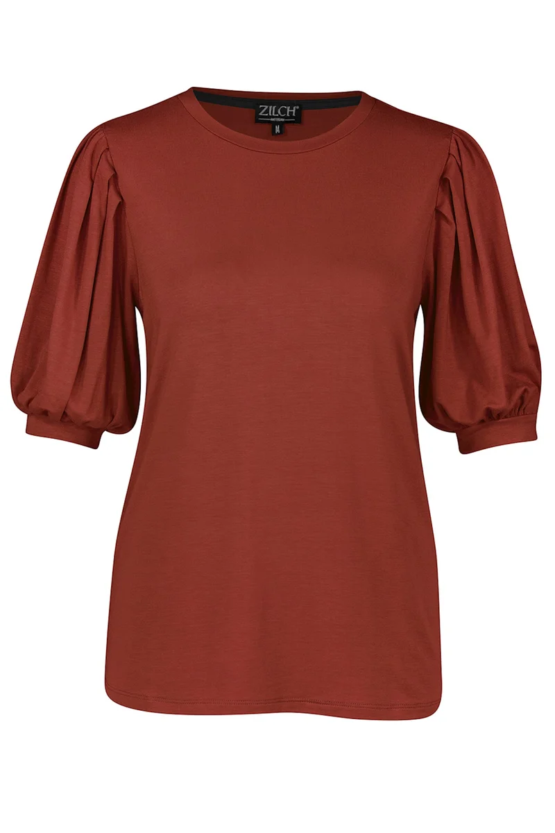 Rode top van duurzame viscose | Zilch top fancy sleeve pepper