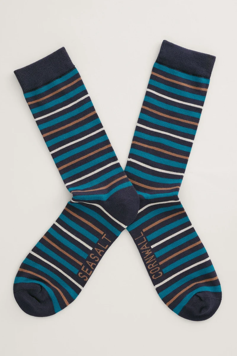 Gestreepte heren sokken | Seasalt Cornwall men's sailor socks keren maritime dark drift